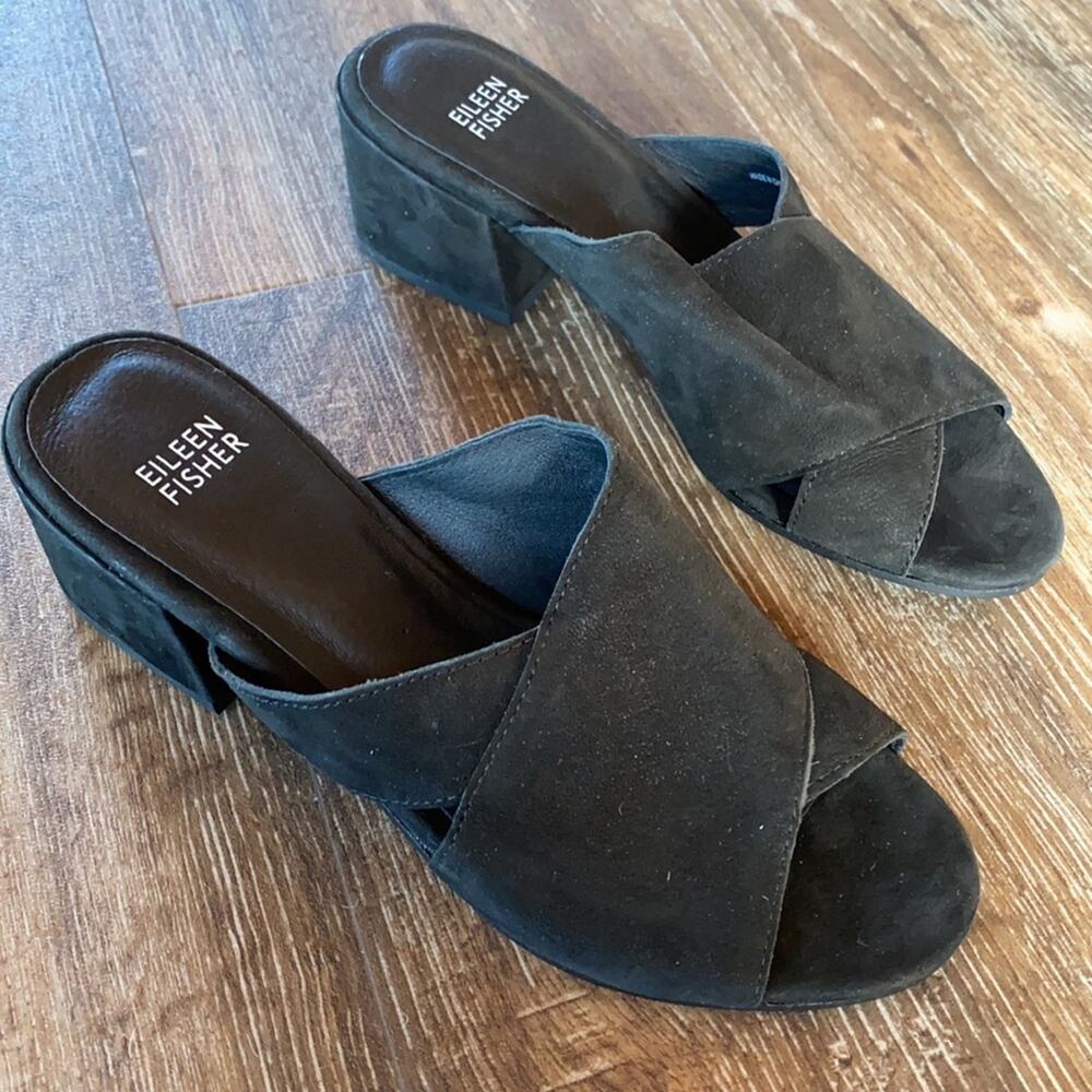 Eileen Fisher Haven Tumbled Nubuck Slide Size 6.5 - Picture 2 of 14